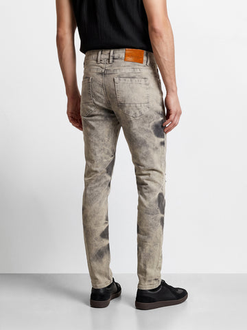 Men's Grey Slim Fit Solid Street Wear Jeans