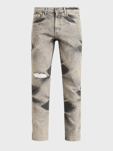 Men's Grey Slim Fit Solid Street Wear Jeans
