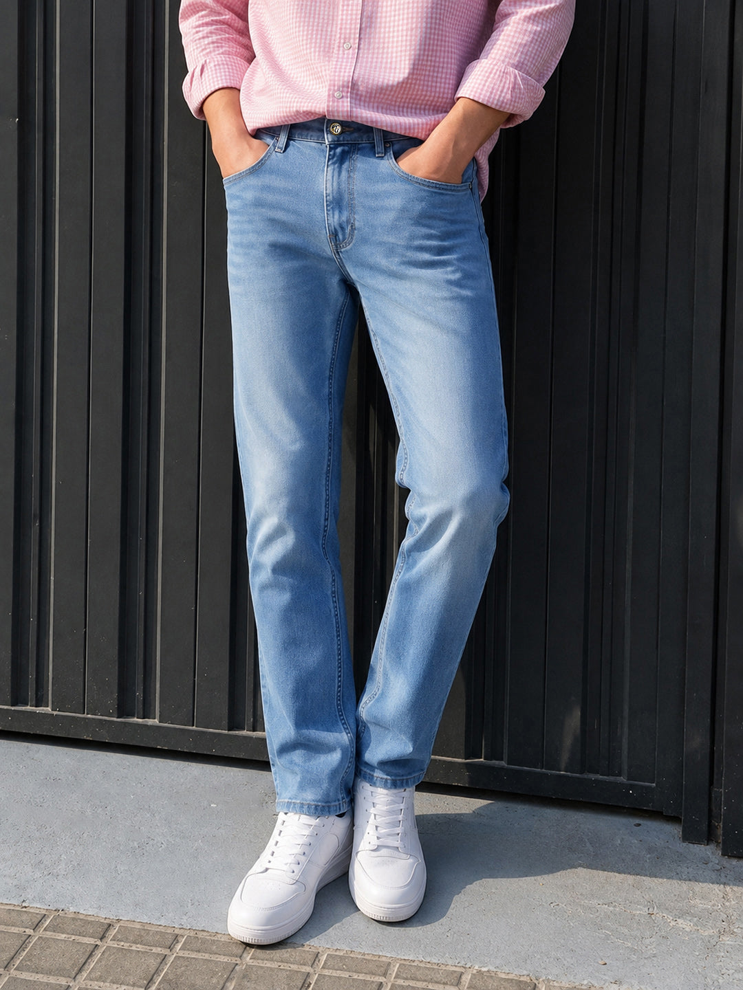 Men's Blue Slim Fit Solid Casual Jeans