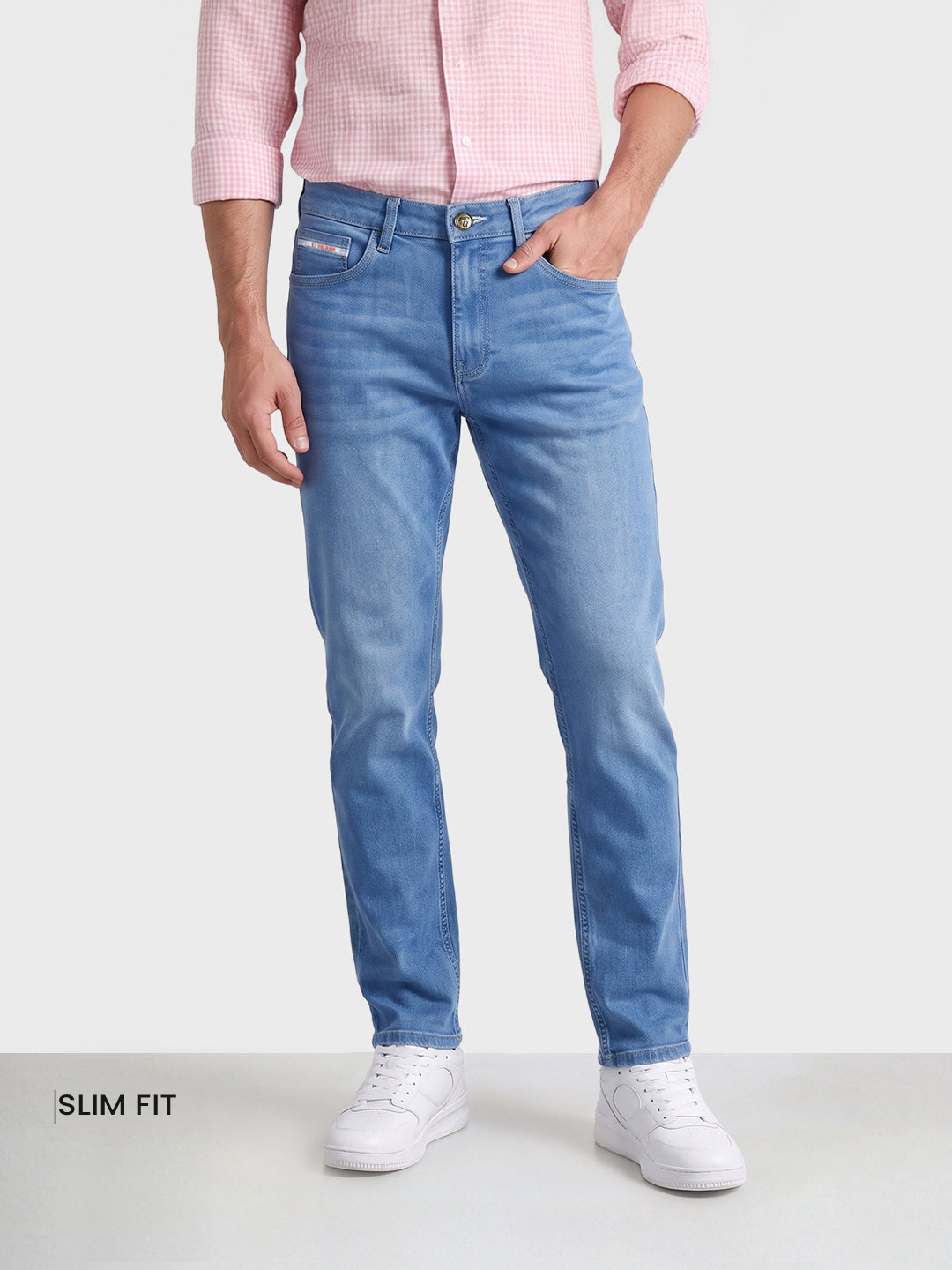 Men's Blue Slim Fit Solid Casual Jeans