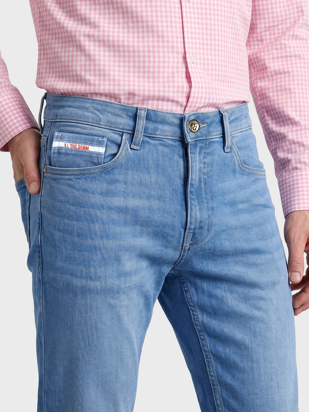 Men's Blue Slim Fit Solid Casual Jeans
