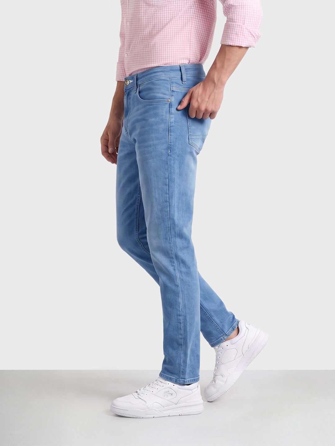 Men's Blue Slim Fit Solid Casual Jeans
