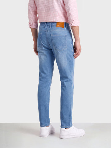 Men's Blue Slim Fit Solid Casual Jeans