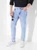 Men's Light Blue Slim Fit Solid Casual Jeans