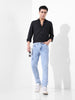 Men's Light Blue Slim Fit Solid Casual Jeans