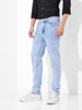 Men's Light Blue Slim Fit Solid Casual Jeans
