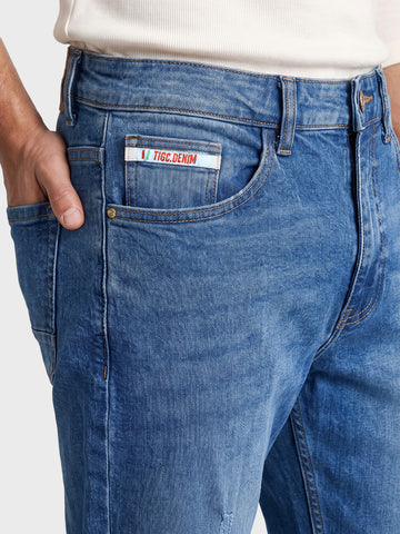 Men's Blue Slim Fit Solid Casual Jeans