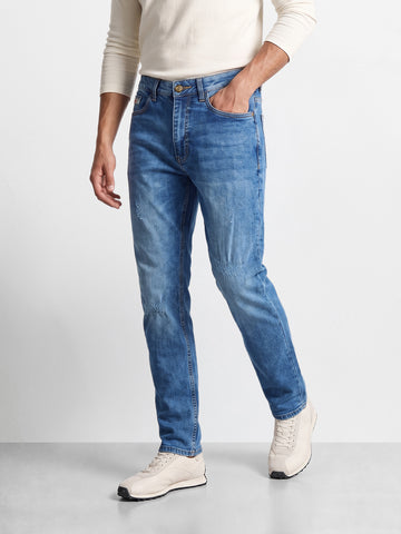 Men's Blue Slim Fit Solid Casual Jeans