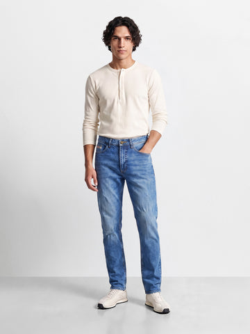 Men's Blue Slim Fit Solid Casual Jeans