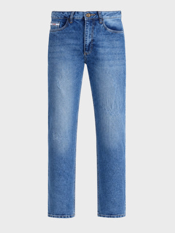 Men's Blue Slim Fit Solid Casual Jeans
