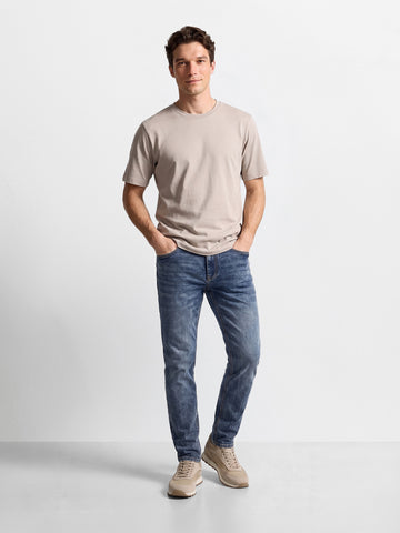 Men's Navy Blue Slim Fit Solid Street Wear Jeans