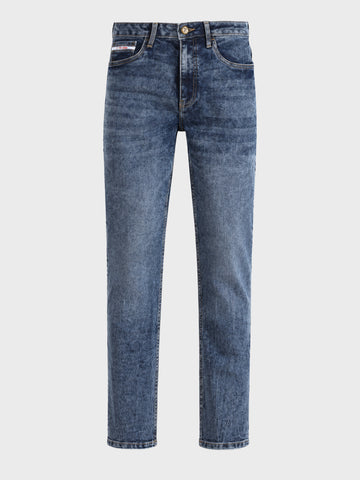 Men's Navy Blue Slim Fit Solid Street Wear Jeans