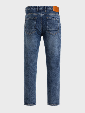 Men's Navy Blue Slim Fit Solid Street Wear Jeans