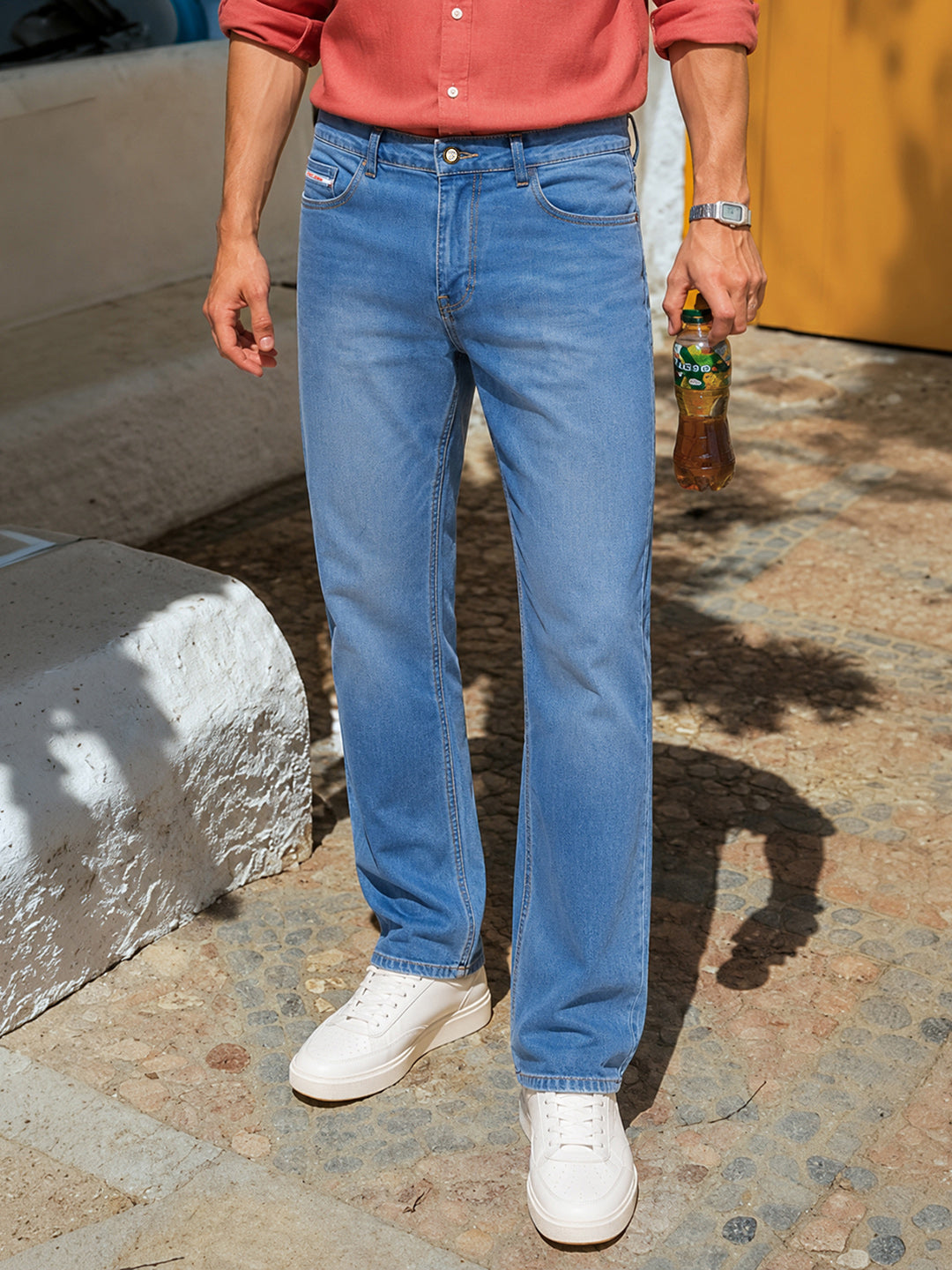 Men's Navy Slim Fit Solid Casual Jeans