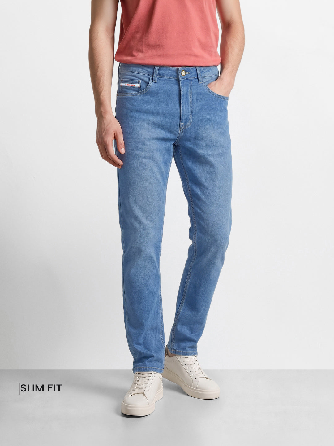 Men's Navy Slim Fit Solid Casual Jeans