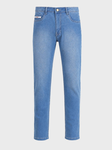 Men's Navy Slim Fit Solid Casual Jeans