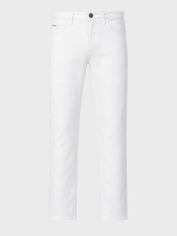 Men's White Slim Fit Solid Casual Jeans
