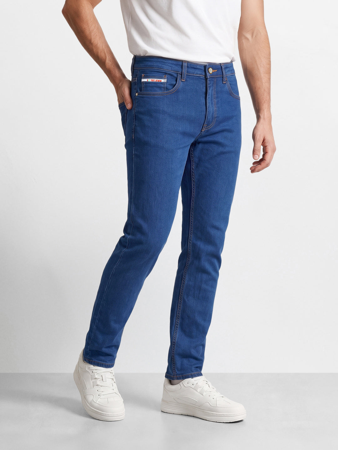 Men's Midnight Navy Slim Fit Solid Casual Jeans