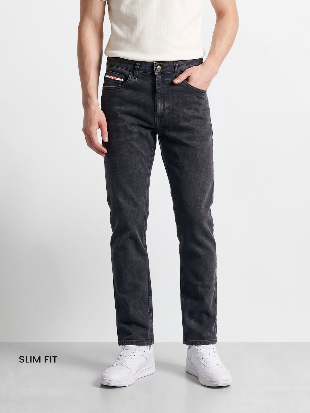 Men's Black Slim Fit Solid Casual Jeans