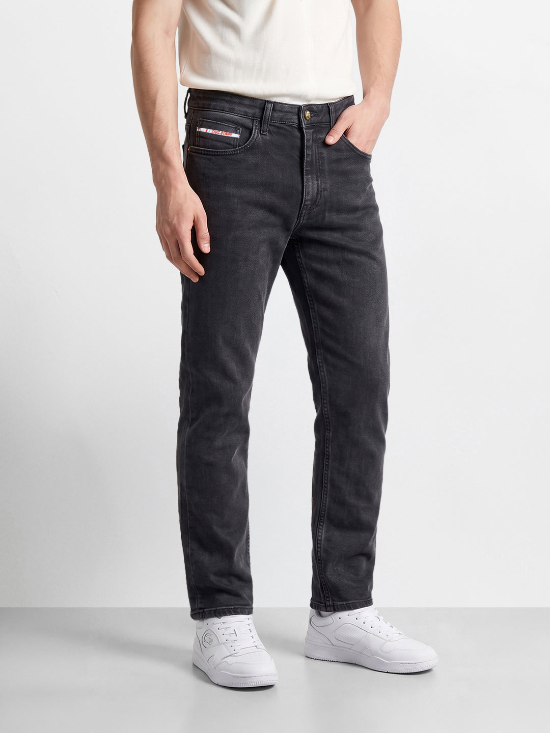 Men's Black Slim Fit Solid Casual Jeans