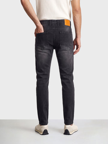 Men's Black Slim Fit Solid Street Wear Jeans