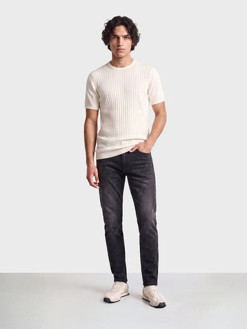 Men's Black Slim Fit Solid Street Wear Jeans