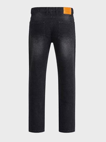 Men's Black Slim Fit Solid Street Wear Jeans