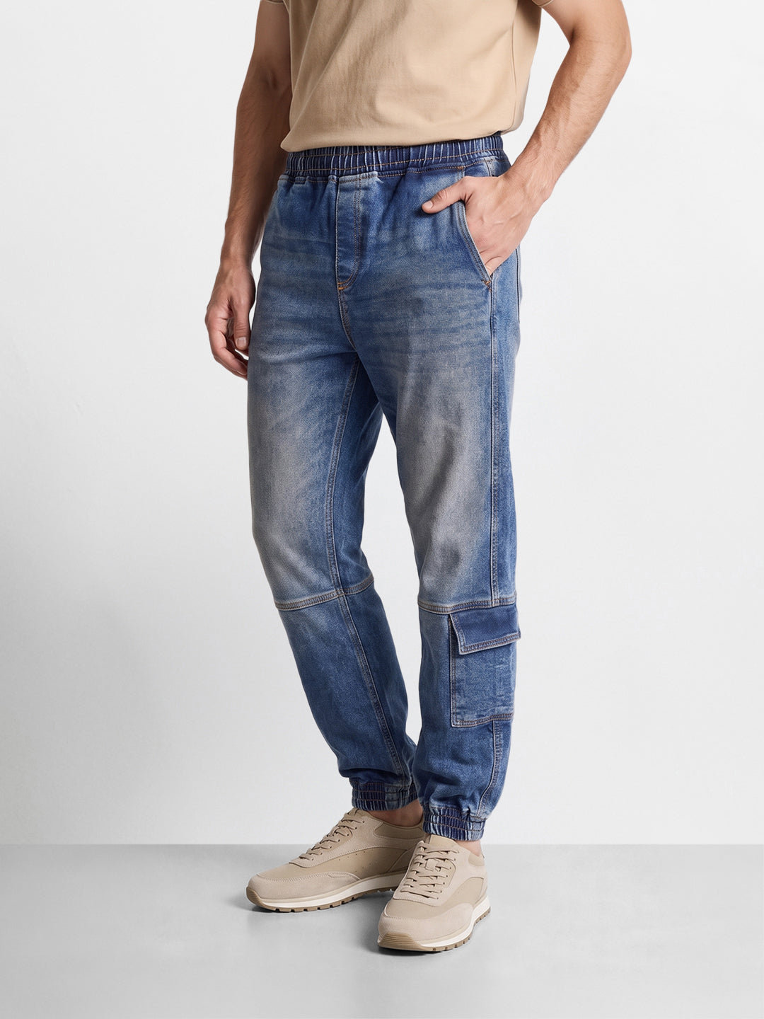 Men's Blue Loose Fit Solid Street Wear Jeans