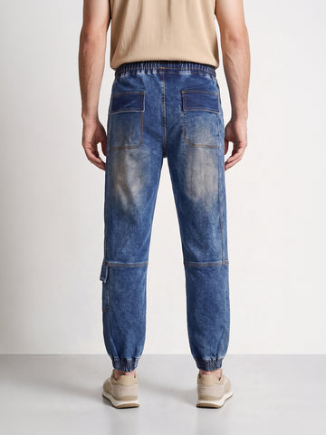 Men's Blue Loose Fit Solid Street Wear Jeans
