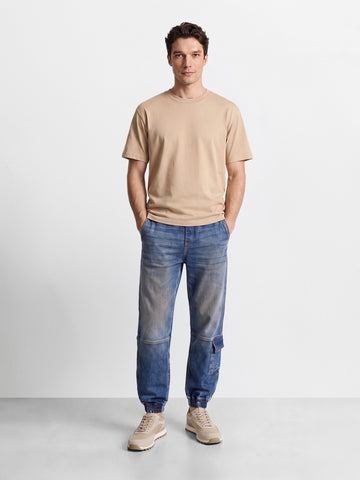 Men's Blue Loose Fit Solid Street Wear Jeans