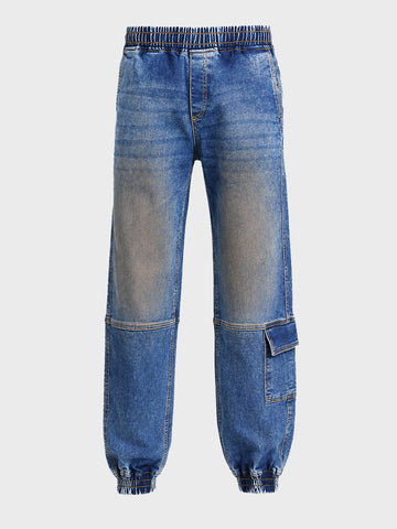Men's Blue Loose Fit Solid Street Wear Jeans