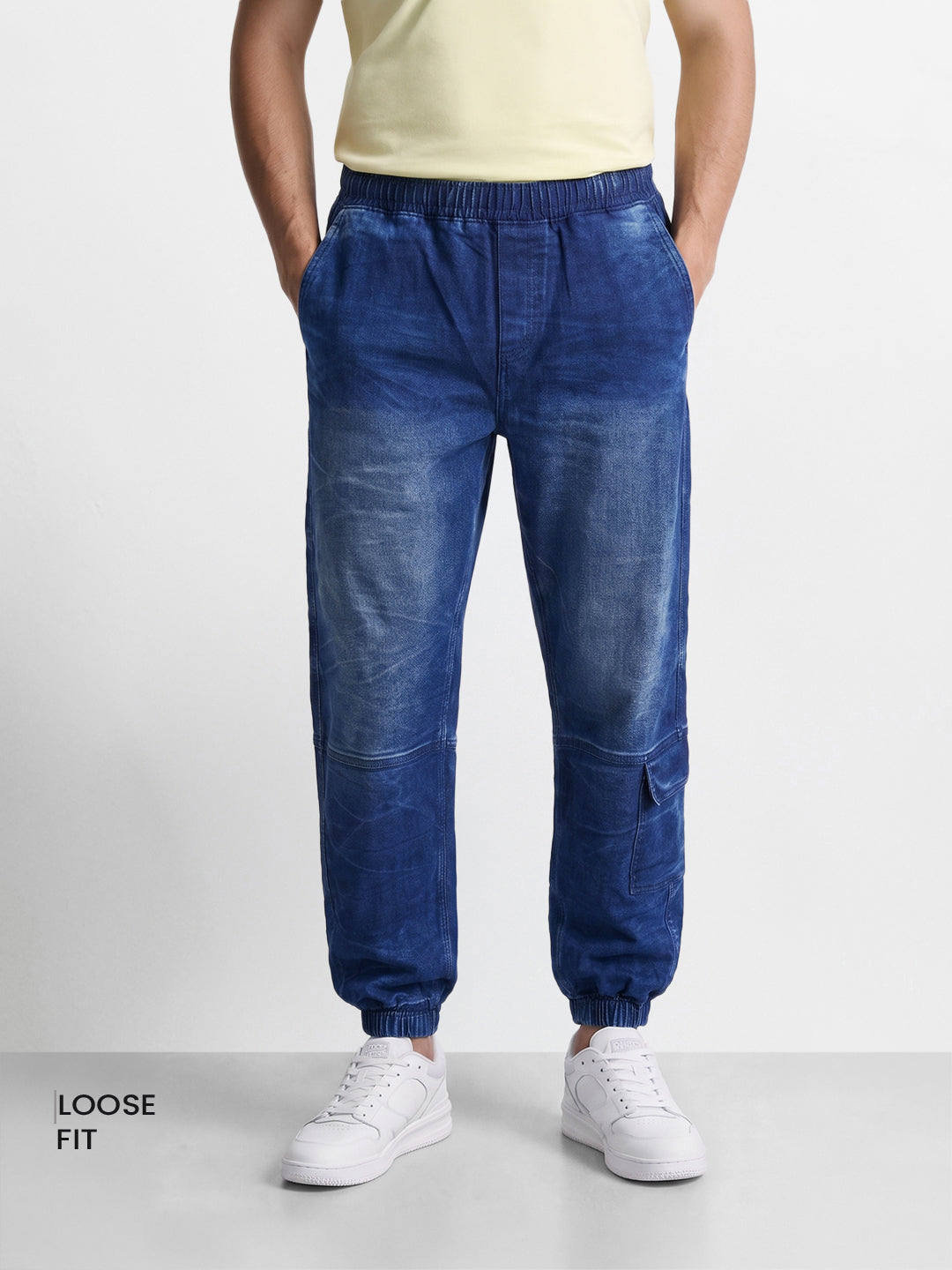 Men's Blue Loose Fit Solid Street Wear Jeans
