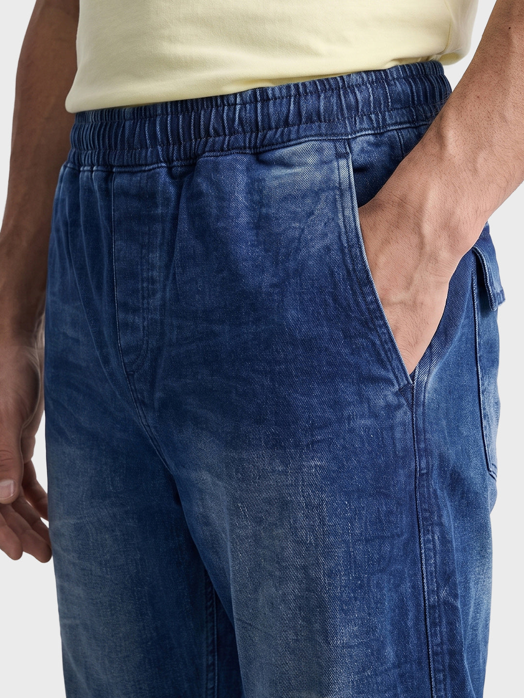Men's Blue Loose Fit Solid Street Wear Jeans