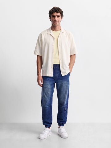 Men's Blue Loose Fit Solid Street Wear Jeans