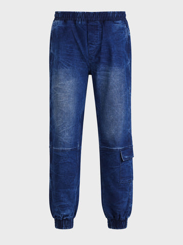 Men's Blue Loose Fit Solid Street Wear Jeans