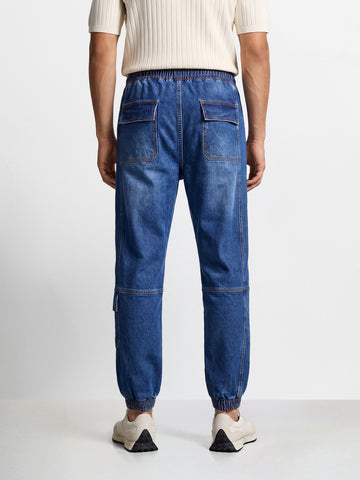Men's Blue Loose Fit Solid Street Wear Jeans