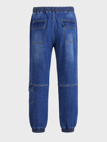 Men's Blue Loose Fit Solid Street Wear Jeans