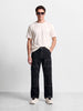 Men's Black Baggy Fit Solid Utility Jeans