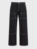Men's Black Baggy Fit Solid Utility Jeans