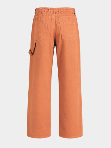 Men's Brown Baggy Fit Solid Retro Wear Jeans