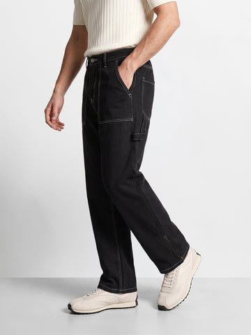 Men's Black Baggy Fit Solid Street Wear Joggers