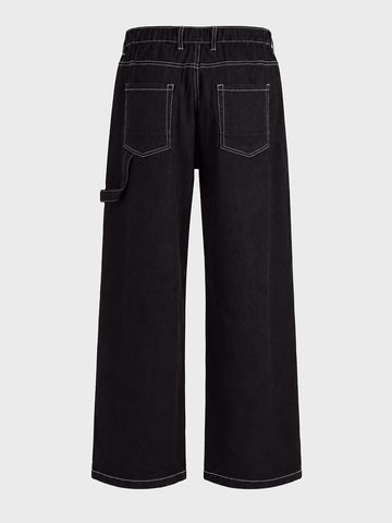 Men's Black Baggy Fit Solid Street Wear Joggers