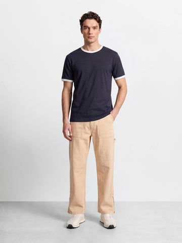 Men's Cream Relaxed Fit Solid Street Wear Jeans