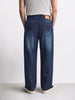 Men's Navy Baggy Fit Solid Mid-Rise Stretchable Jeans