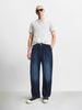 Men's Navy Baggy Fit Solid Mid-Rise Stretchable Jeans
