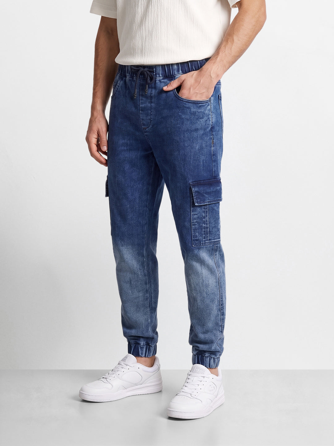 Men's Blue Dad Fit Solid Street Wear Jeans