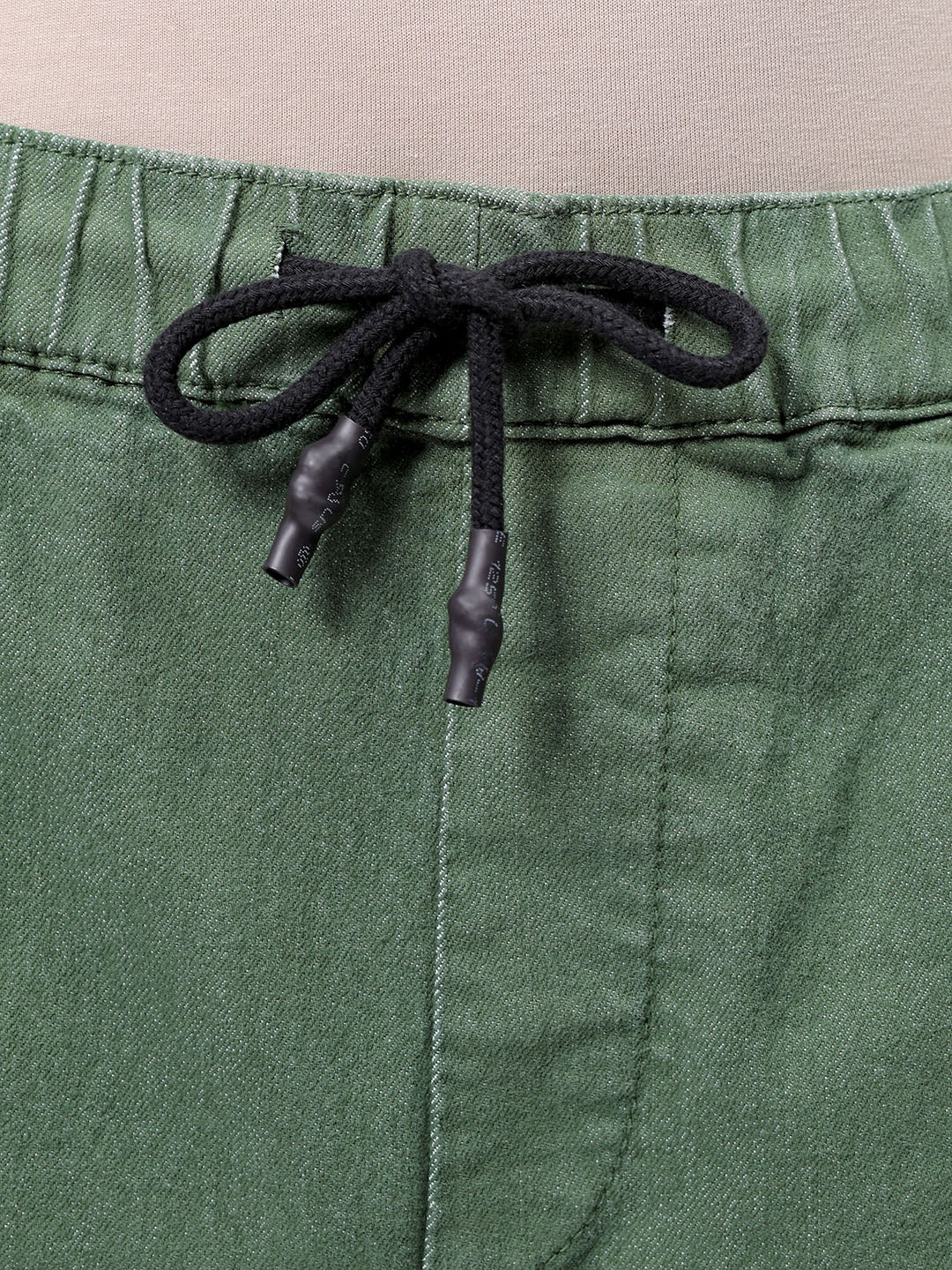 Men's Green Regular Fit Ombre Mid-Rise Stretchable Denim Cargo Joggers