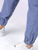 Men's Teal Regular Fit Overdyed Mid-Rise Stretchable Denim Cargo Joggers