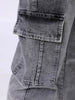 Men's Grey Regular Fit Solid Mid-Rise Stretchable Denim Cargo Joggers