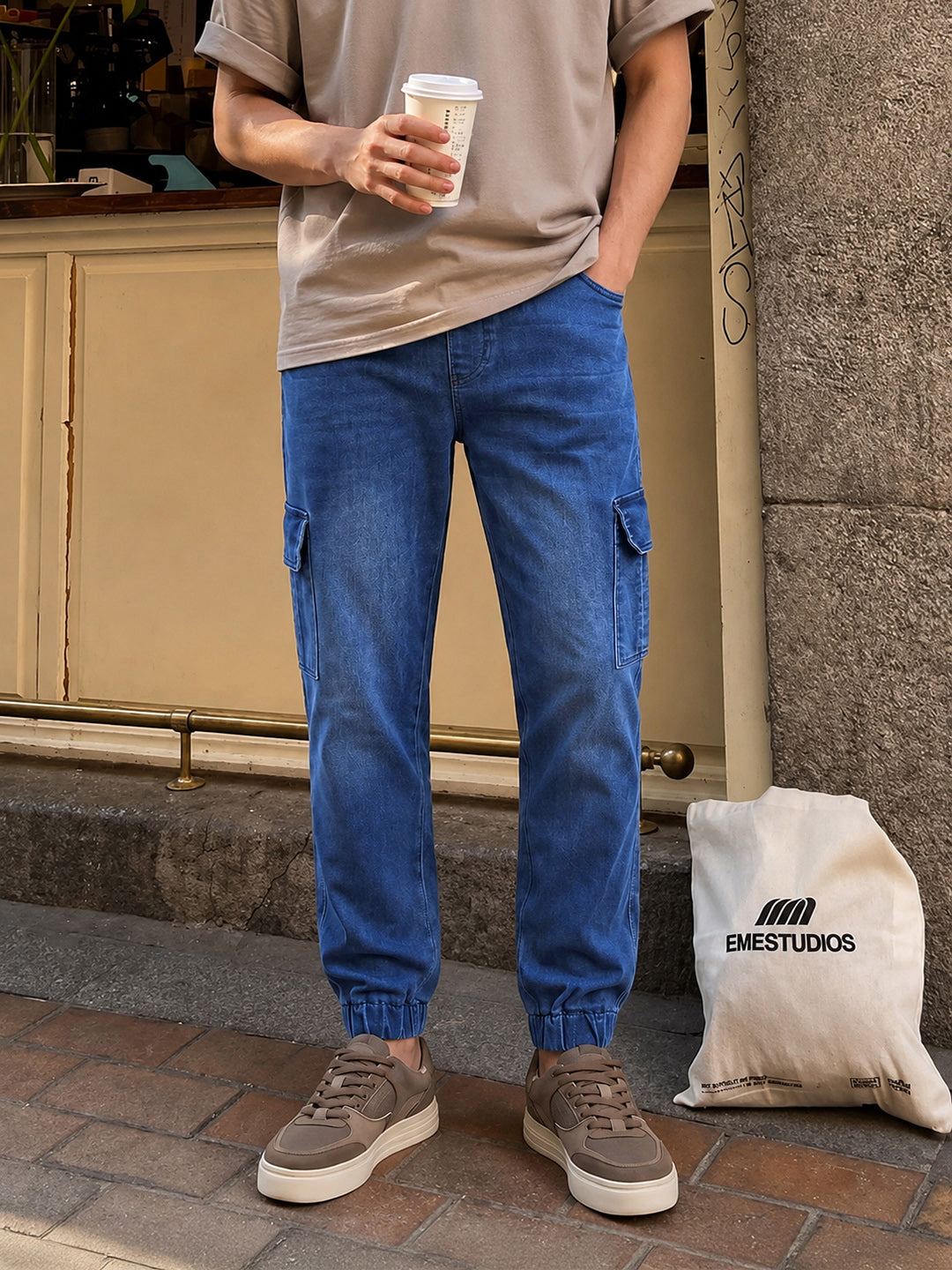Men's Blue Regular Fit Solid Street Wear Jeans